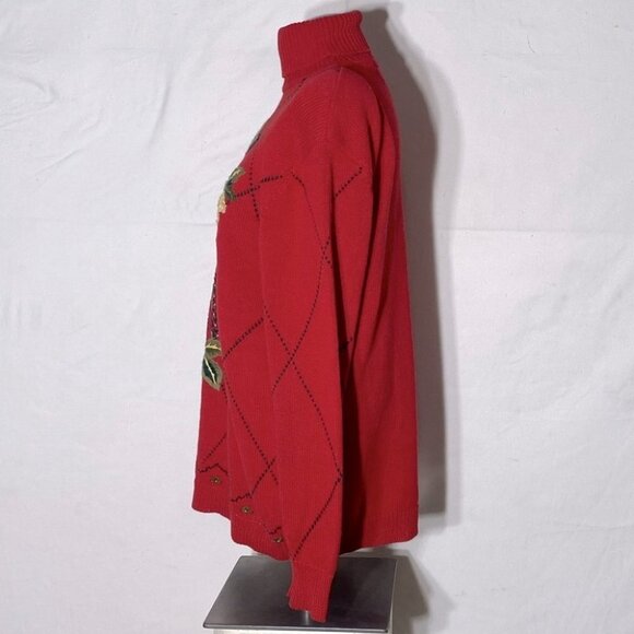 Vintage Herman Geist Ramie Cotton Hand Embroidered Paisley Floral Mock Neck - Picture 2 of 16